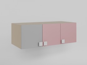 Антресоль на шкаф 3-х створчатый (Розовый/Серый/корпус Клен) в Ачинске - achinsk.katalogmebeli.com | фото