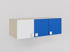 Антресоль на шкаф 3-х створчатый Скай люкс (Синий/Белый/корпус Клен) в Ачинске - achinsk.katalogmebeli.com | фото