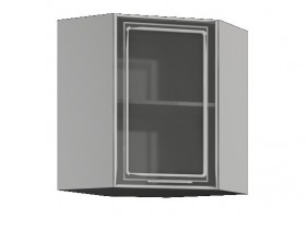 Бетон ШВУС 550*550 Шкаф верхний угловой с одной дверцей со стеклом в Ачинске - achinsk.katalogmebeli.com | фото
