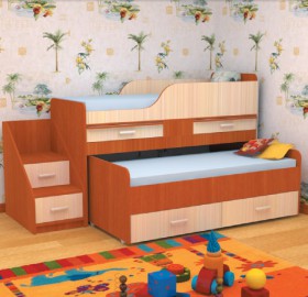 Кровать детская Лесики двухместная 1.8 Венге/Дуб молочный в Ачинске - achinsk.katalogmebeli.com | фото 6