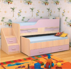 Кровать детская Лесики двухместная 1.8 Венге/Дуб молочный в Ачинске - achinsk.katalogmebeli.com | фото 7