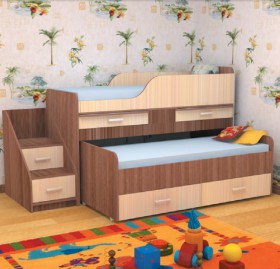 Кровать детская Лесики двухместная 1.8 Венге/Дуб молочный в Ачинске - achinsk.katalogmebeli.com | фото 9