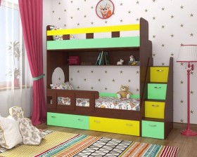 Детская двухъярусная кровать Юниор-1 Белый/Синий Распродажа в Ачинске - achinsk.katalogmebeli.com | фото 4