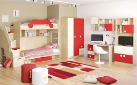 Детская комната Бэрри (Бежевый/Красный/корпус Клен) в Ачинске - achinsk.katalogmebeli.com | фото 2