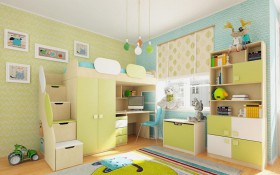 Детская комната Эппл (Зеленый/Белый/корпус Клен) в Ачинске - achinsk.katalogmebeli.com | фото 2