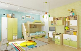 Детская комната Эппл (Зеленый/Белый/корпус Клен) в Ачинске - achinsk.katalogmebeli.com | фото 3