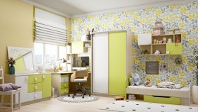 Детская комната Эппл (Зеленый/Белый/корпус Клен) в Ачинске - achinsk.katalogmebeli.com | фото