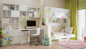 Детская комната Флер (Белый/корпус Выбеленное дерево) в Ачинске - achinsk.katalogmebeli.com | фото 2
