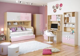 Детская комната Грэйси (Розовый/Серый/корпус Клен) в Ачинске - achinsk.katalogmebeli.com | фото 2