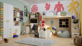 Детская комната Клаксон без машинок (Белый/корпус Клен) в Ачинске - achinsk.katalogmebeli.com | фото 2