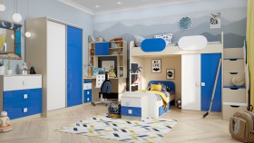 Детская комната Скай Люкс (Синий/Белый/корпус Клен) в Ачинске - achinsk.katalogmebeli.com | фото 5