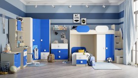 Детская комната Скай Люкс (Синий/Белый/корпус Клен) в Ачинске - achinsk.katalogmebeli.com | фото 7