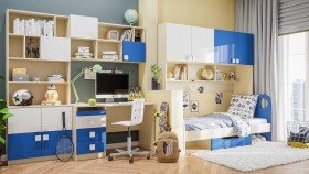 Детская комната Скай Люкс (Синий/Белый/корпус Клен) в Ачинске - achinsk.katalogmebeli.com | фото 9