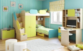 Детская комната Смайли (Желтый/Голубой/Зеленый/корпус Клен) в Ачинске - achinsk.katalogmebeli.com | фото 2