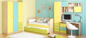 Детская комната Смайли (Желтый/Голубой/Зеленый/корпус Клен) в Ачинске - achinsk.katalogmebeli.com | фото