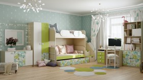 Детская комната Твит (Белый/Зеленый/корпус Клен) в Ачинске - achinsk.katalogmebeli.com | фото 4