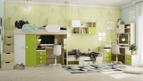 Детская комната Твит (Белый/Зеленый/корпус Клен) в Ачинске - achinsk.katalogmebeli.com | фото 8