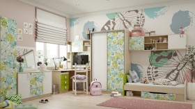 Детская комната Твит (Белый/Зеленый/корпус Клен) в Ачинске - achinsk.katalogmebeli.com | фото 1