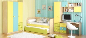 Диван-кровать Смайли (Желтый/Зеленый/корпус Клен) в Ачинске - achinsk.katalogmebeli.com | фото 2