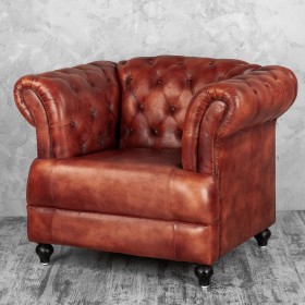 Кресло кожаное Лофт Честер-Нью (Коричневый) в Ачинске - achinsk.katalogmebeli.com | фото