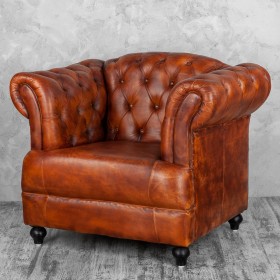 Кресло кожаное Лофт Честер-Нью (Коричневый, Рыжий) в Ачинске - achinsk.katalogmebeli.com | фото