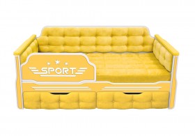 Кровать 160 серии Спорт 2 ящика 74 Жёлтый (мягкие боковые накладки) в Ачинске - achinsk.katalogmebeli.com | фото