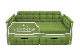 Кровать 160 серии Спорт 2 ящика 76 Зелёный (мягкие боковые накладки) в Ачинске - achinsk.katalogmebeli.com | фото