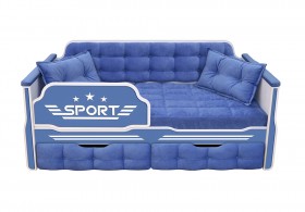 Кровать 160 серии Спорт 2 ящика 85 Синий (подушки) в Ачинске - achinsk.katalogmebeli.com | фото