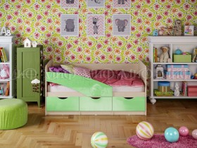 Кровать Бабочки 1,6м (Салатовый металлик) в Ачинске - achinsk.katalogmebeli.com | фото