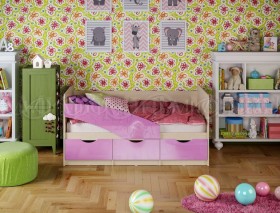Кровать Бабочки 1,6м (Сиреневый металлик) в Ачинске - achinsk.katalogmebeli.com | фото