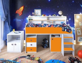 Кровать-чердак Малыш-5 Винтерберг/Оранжевый в Ачинске - achinsk.katalogmebeli.com | фото