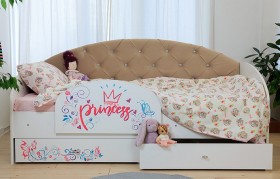Кровать детская Эльза с бортиком Принцесса Белый/Бежевый в Ачинске - achinsk.katalogmebeli.com | фото 1