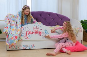 Кровать детская Эльза с бортиком Принцесса Белый/Фиолетовый в Ачинске - achinsk.katalogmebeli.com | фото