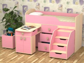 Кровать детская Фея 1.6 Дуб молочный/Розовый в Ачинске - achinsk.katalogmebeli.com | фото 1