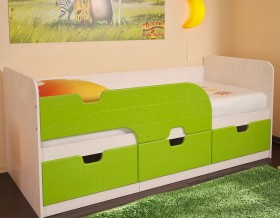 Кровать детская Минима 1,86м с ящиками (дуб атланта/лайм глянец) в Ачинске - achinsk.katalogmebeli.com | фото
