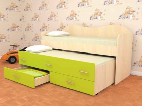 Кровать детская Нимфа двухместная 2.0 Дуб молочный/Лайм в Ачинске - achinsk.katalogmebeli.com | фото