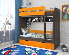 Кровать двухъярусная Юниор-5  Бодего/Оранжевый в Ачинске - achinsk.katalogmebeli.com | фото