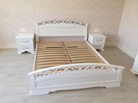 Кровать Грация-1 из массива сосны 1600*2000 Белый античный в Ачинске - achinsk.katalogmebeli.com | фото 9