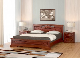 Кровать Карина-7 из массива сосны 1400*2000 Орех в Ачинске - achinsk.katalogmebeli.com | фото 1