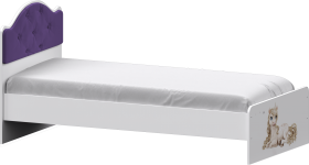 Кровать Каспер с мягкой спинкой и фотопечатью (800х1900)Белый/Фиолетовый в Ачинске - achinsk.katalogmebeli.com | фото