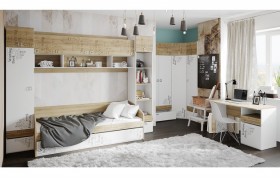 Кровать комбинированная «Оксфорд» (Ривьера/Белый с рисунком) в Ачинске - achinsk.katalogmebeli.com | фото 6