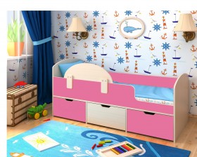 Кровать Малыш-мини Дуб молочный/Розовый в Ачинске - achinsk.katalogmebeli.com | фото