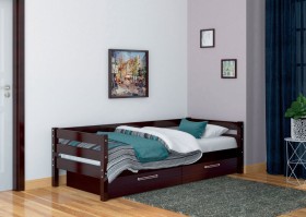 Кровать одинарная ГЛОРИЯ из массива сосны  900*2000 (Орех Тёмный) в Ачинске - achinsk.katalogmebeli.com | фото
