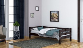 Кровать одинарная ГЛОРИЯ из массива сосны  900*2000 (Орех Тёмный) в Ачинске - achinsk.katalogmebeli.com | фото 3
