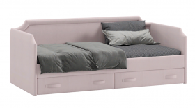 Кровать с мягкой обивкой и ящиками «Кантри» Тип 1 (900) (Велюр пудровый) в Ачинске - achinsk.katalogmebeli.com | фото