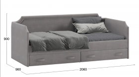 Кровать с мягкой обивкой и ящиками «Кантри» Тип 1 (900) (Велюр Светло-серый) в Ачинске - achinsk.katalogmebeli.com | фото 3