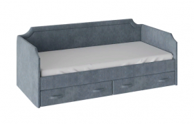 Кровать с мягкой обивкой и ящиками «Кантри» Тип 1 (900) (Замша синяя) в Ачинске - achinsk.katalogmebeli.com | фото 1