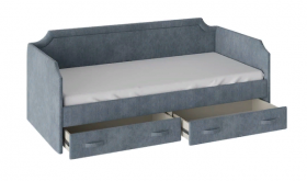 Кровать с мягкой обивкой и ящиками «Кантри» Тип 1 (900) (Замша синяя) в Ачинске - achinsk.katalogmebeli.com | фото 2