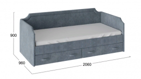 Кровать с мягкой обивкой и ящиками «Кантри» Тип 1 (900) (Замша синяя) в Ачинске - achinsk.katalogmebeli.com | фото 3