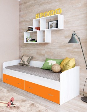 Кровать с выкатными ящиками Винтерберг/Оранжевый в Ачинске - achinsk.katalogmebeli.com | фото